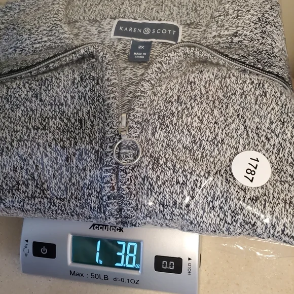 Karen Scott Sweater Womens 2X Pullover 1/4 Zip‎ Gray White Warm Layer Warm XXL - Picture 13 of 13